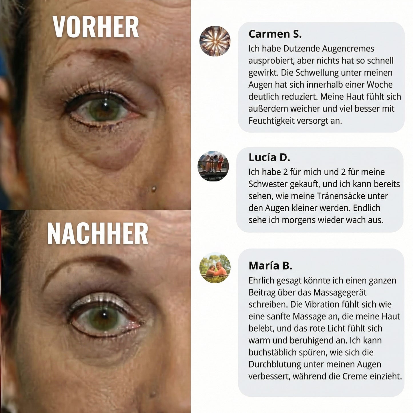 Creme mit rotem Licht für die Augenpartie